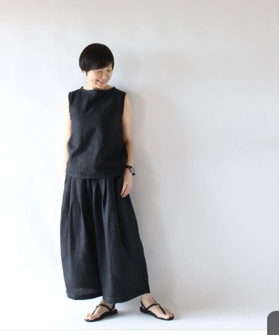 foglinenwork キナル 金子敦子さんコラボ ごきげんパンツ ブラック