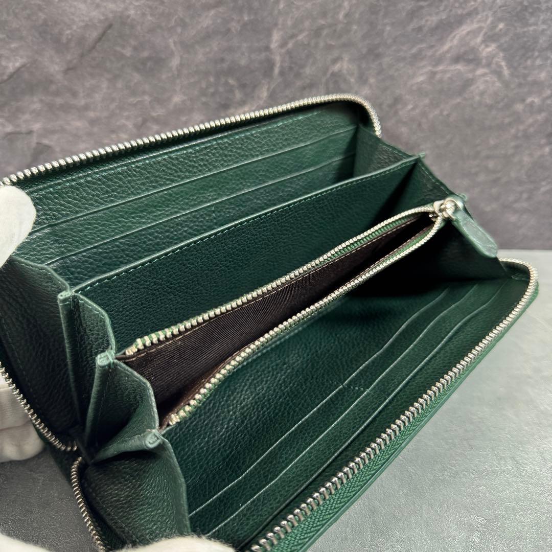 新品 クロコダイル 長財布 ダークグリーン シルバーファスナー 本革 ワニ革