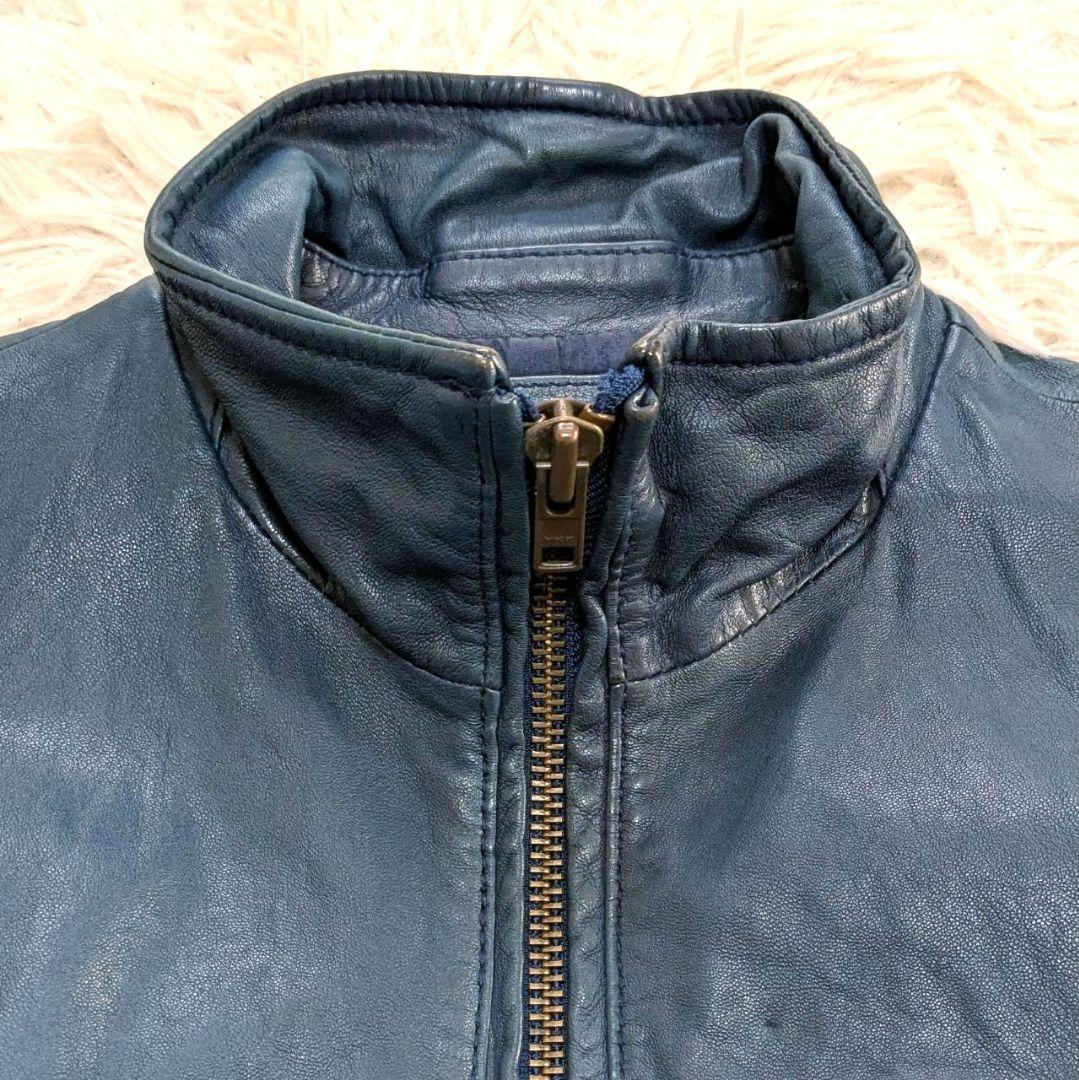 AVIREX アヴィレックス レザージャケット 羊革 ターコイズブルー Mサイズ