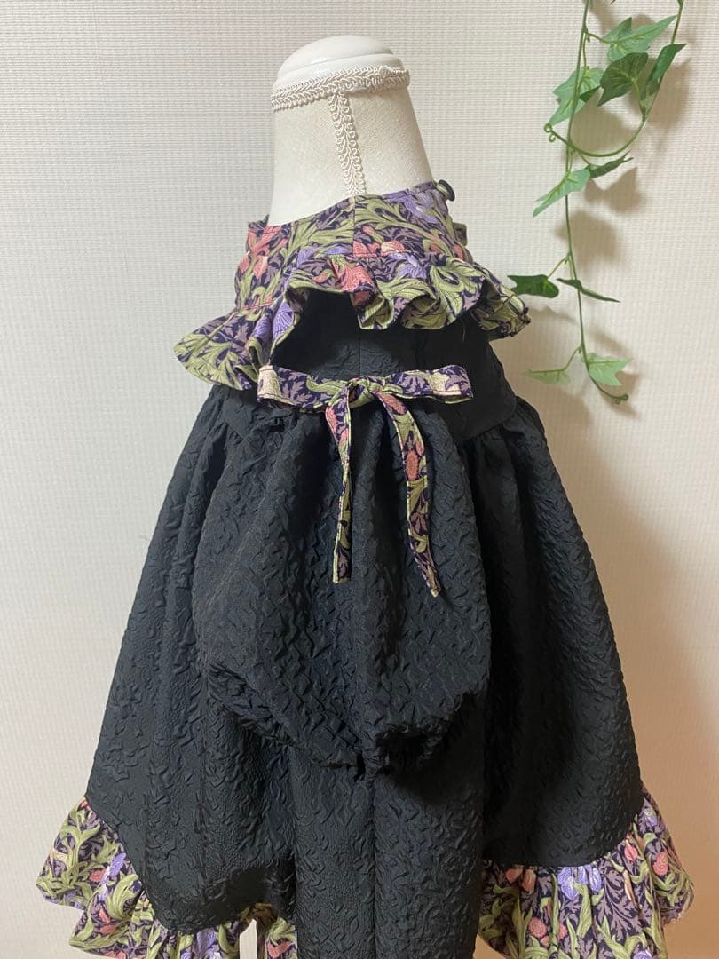 ハンドメイド　ウエストギャザーワンピース