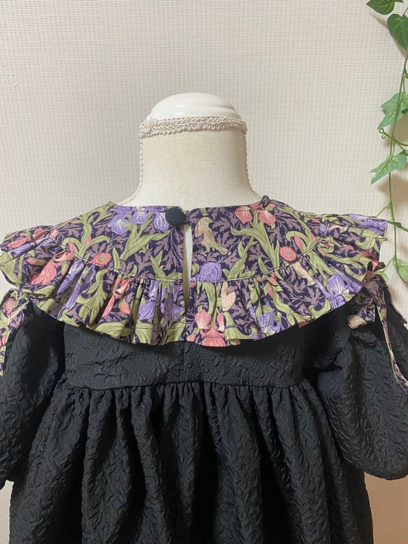 ハンドメイド　ウエストギャザーワンピース