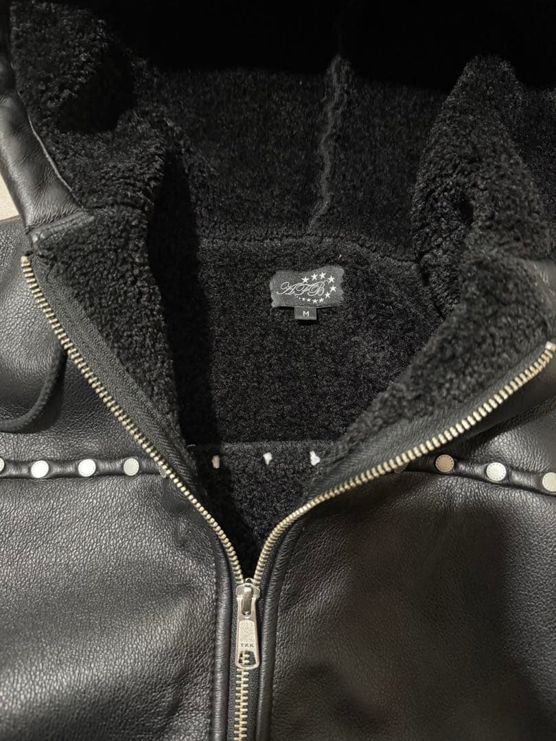 【最安値】AFB STUDDED HOODED BOMBER JACKET