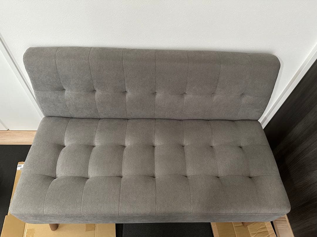 ミルドソファ2人掛け 北欧 ファブリック 2P 天然木 ロータイプ布張り グレー