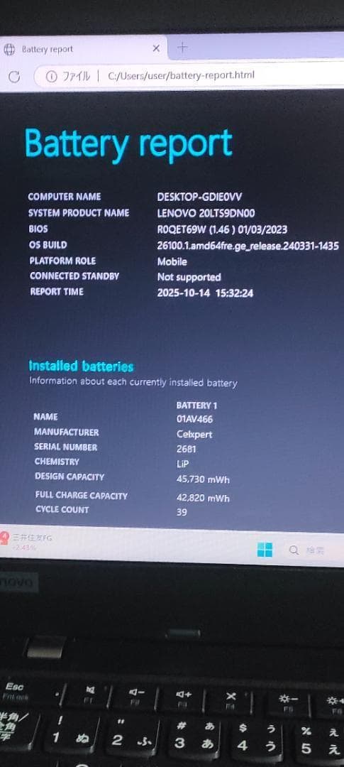 ThinkPad L480/ノートパソコン/SSD512GB/Win11/i3