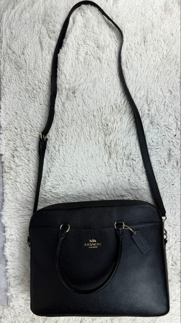 美品 コーチ レザー 2way ビジネスバッグ サフィアーノ レザーブラック