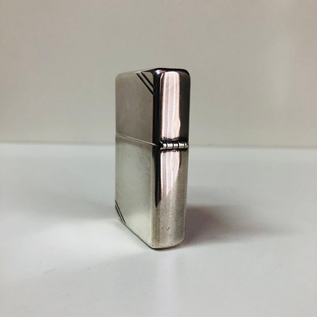 スターリングシルバーダイアゴナルラインフラットトップZIPPO