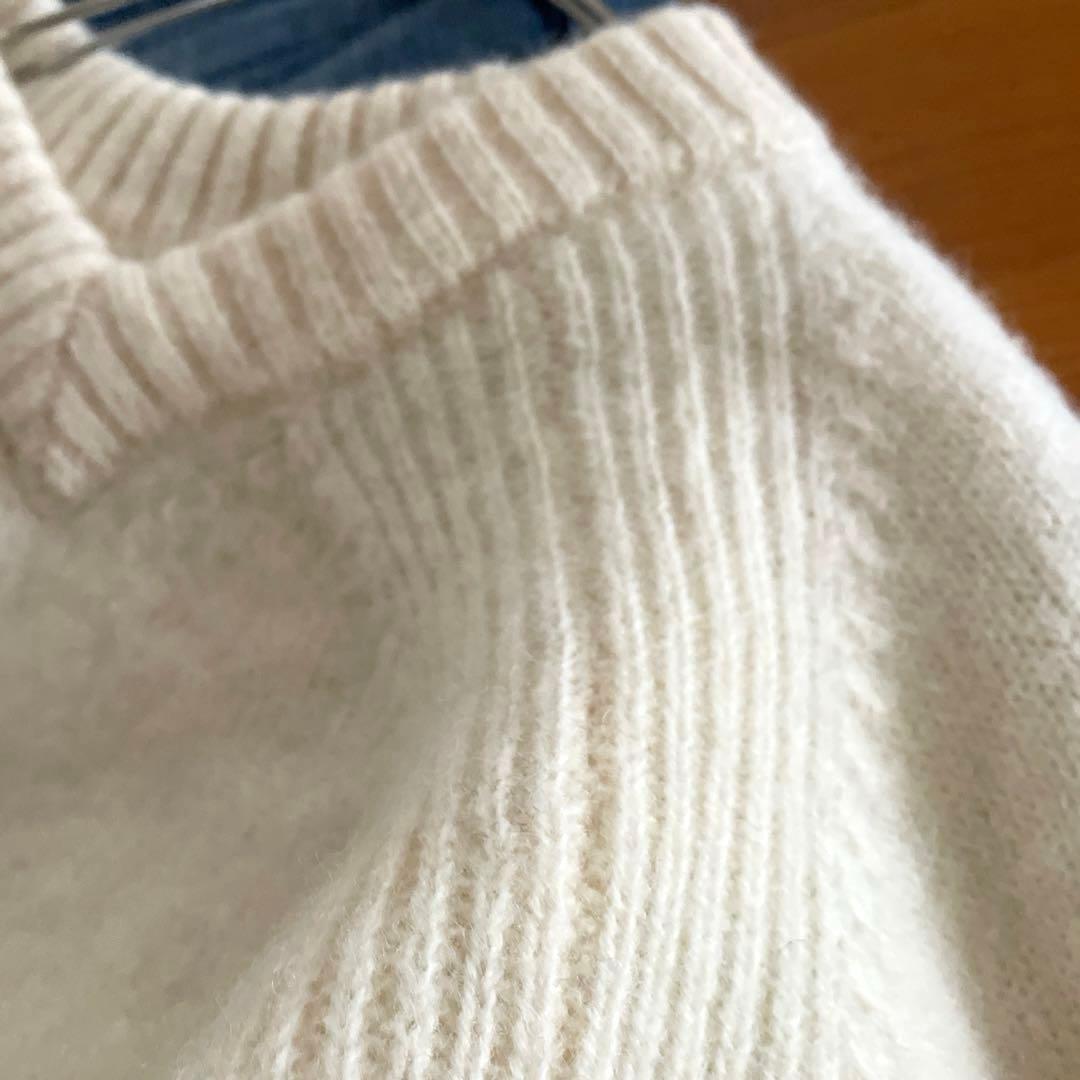 pritシェットランドウール5G天竺編み 2wayプルオーバーニット　アイボリー