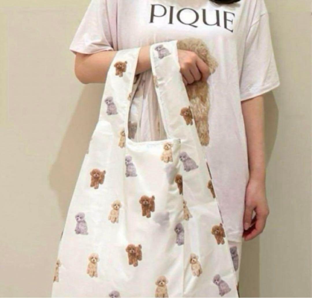 【まめ】ジェラートピケ❤︎トイプードルエコバッグ新品未開封 ポーチ×2新品