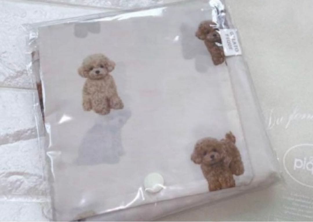 【まめ】ジェラートピケ❤︎トイプードルエコバッグ新品未開封 ポーチ×2新品