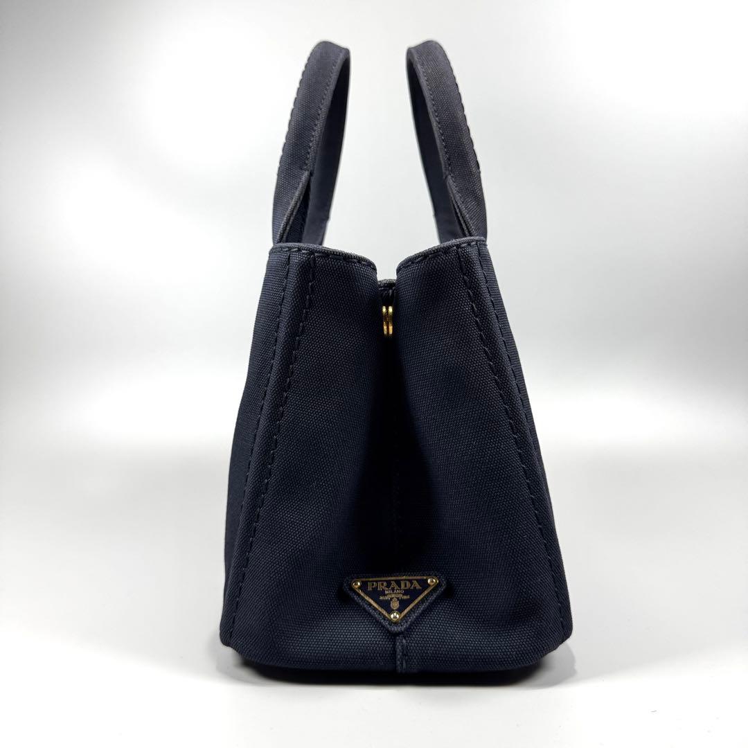 美品✨ PRADA プラダ カナパ S ネイビー ハンドバッグ キャンバス