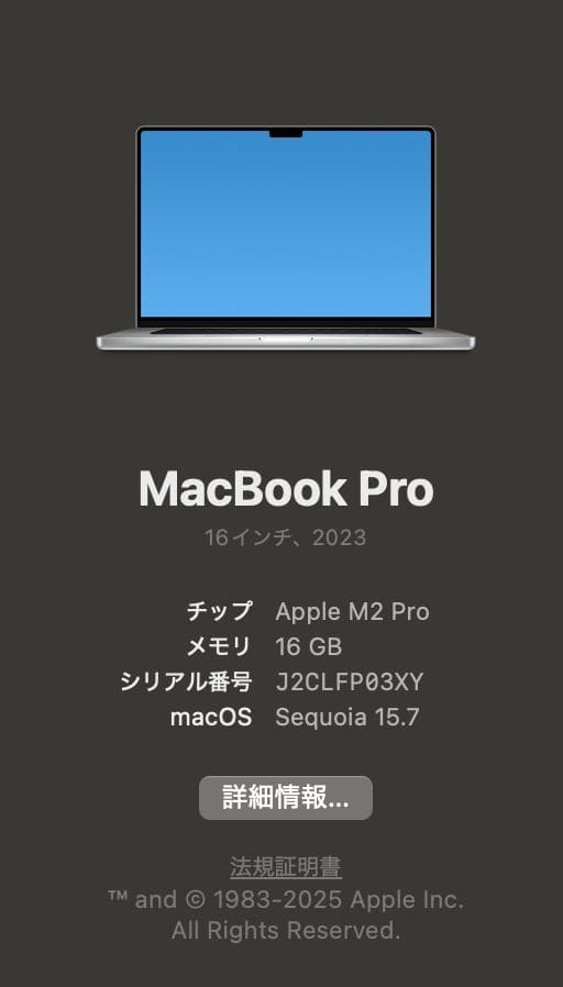 MacBook Pro 16インチ M2 Pro 1TB★使用可・液晶不具合あり