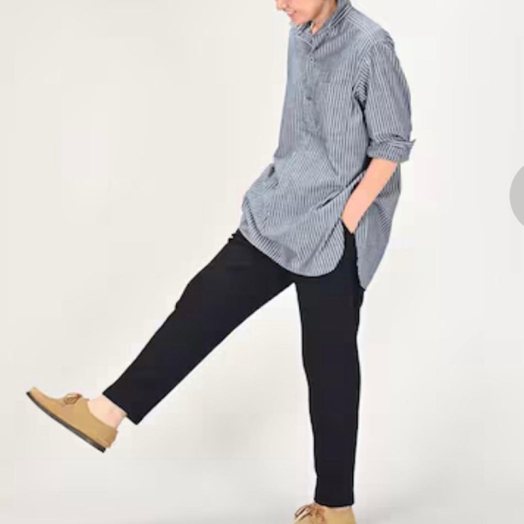 45rダンガリーストライプの908グランパプルシャツ　ユニセックス