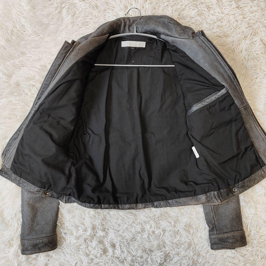 Y'2 LEATHER　レザー シングルライダース　M〜 L 牛革　グレー