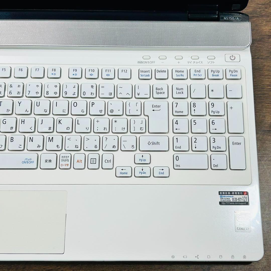 NECノートパソコンi7/SSD500G/16G Office付 Win11