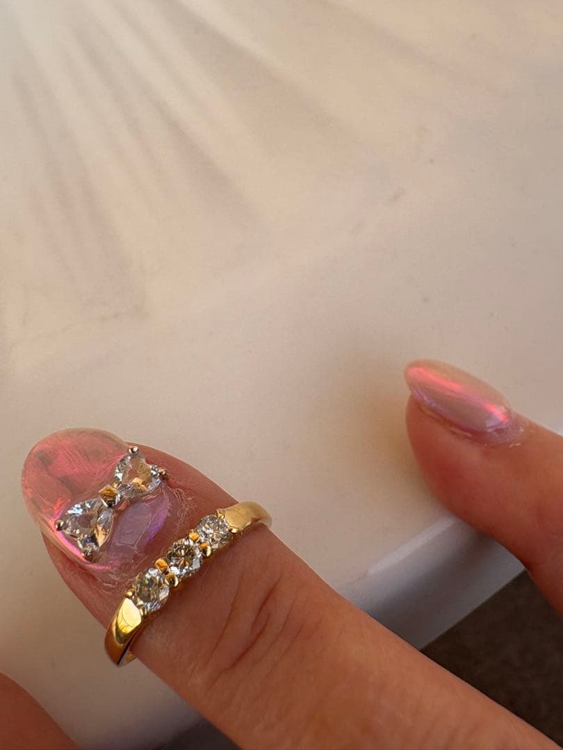 k18ゴールド✨メレダイヤ3石0.3ctリング✨新品仕上げ済み❣️