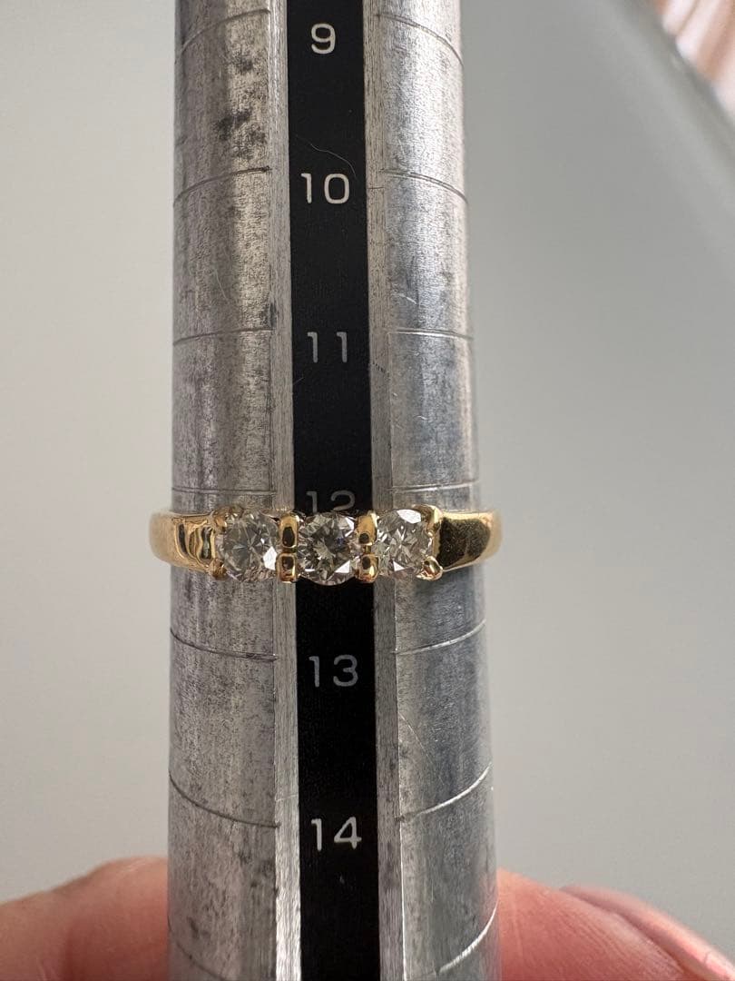 k18ゴールド✨メレダイヤ3石0.3ctリング✨新品仕上げ済み❣️