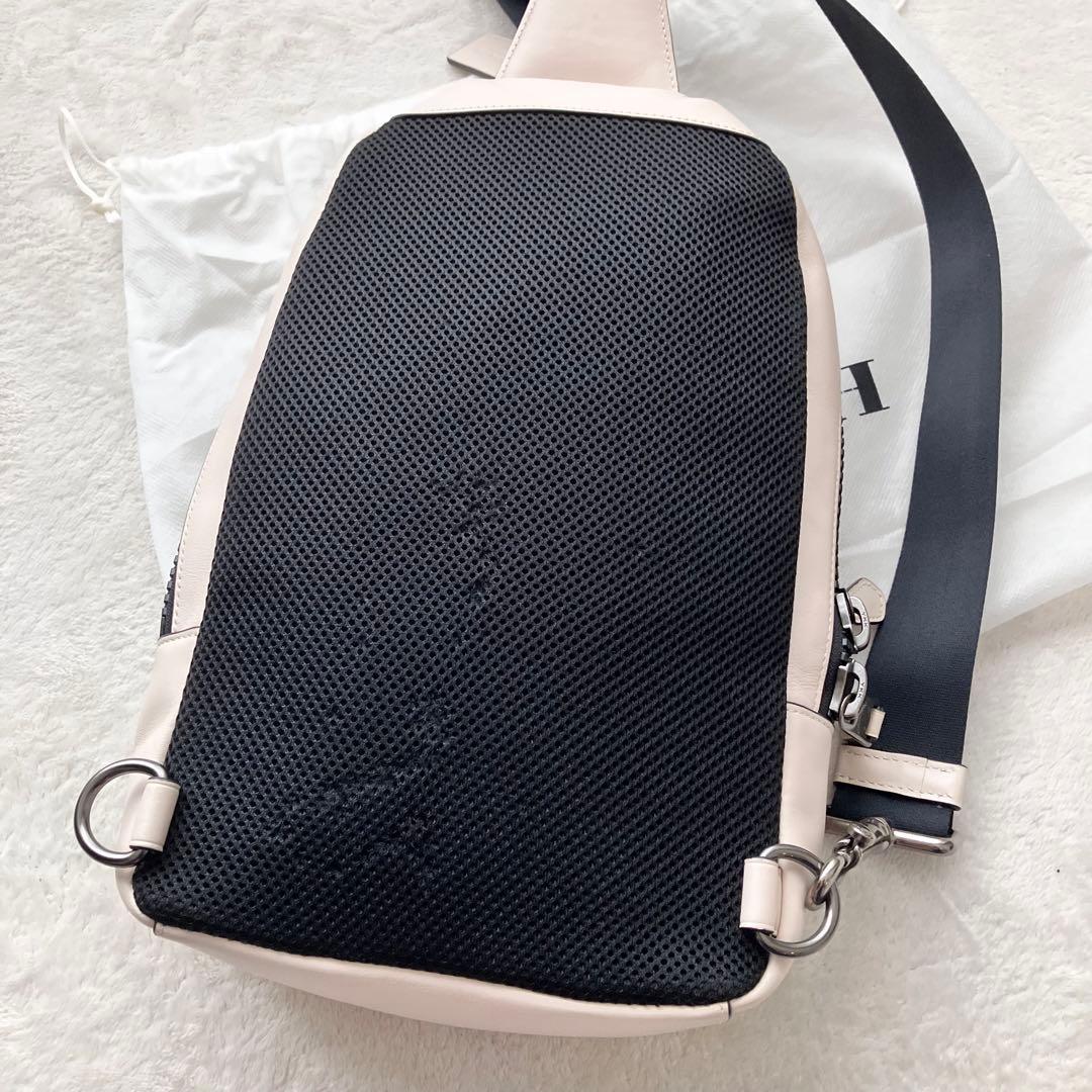 コーチ ショルダーバッグ ボディバッグ レザー ナイロン ロゴ 黒 ブラック