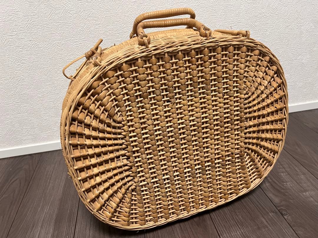 アンティーク　ピクニックトランク　レトロ　ピクニックバスケット ラタン