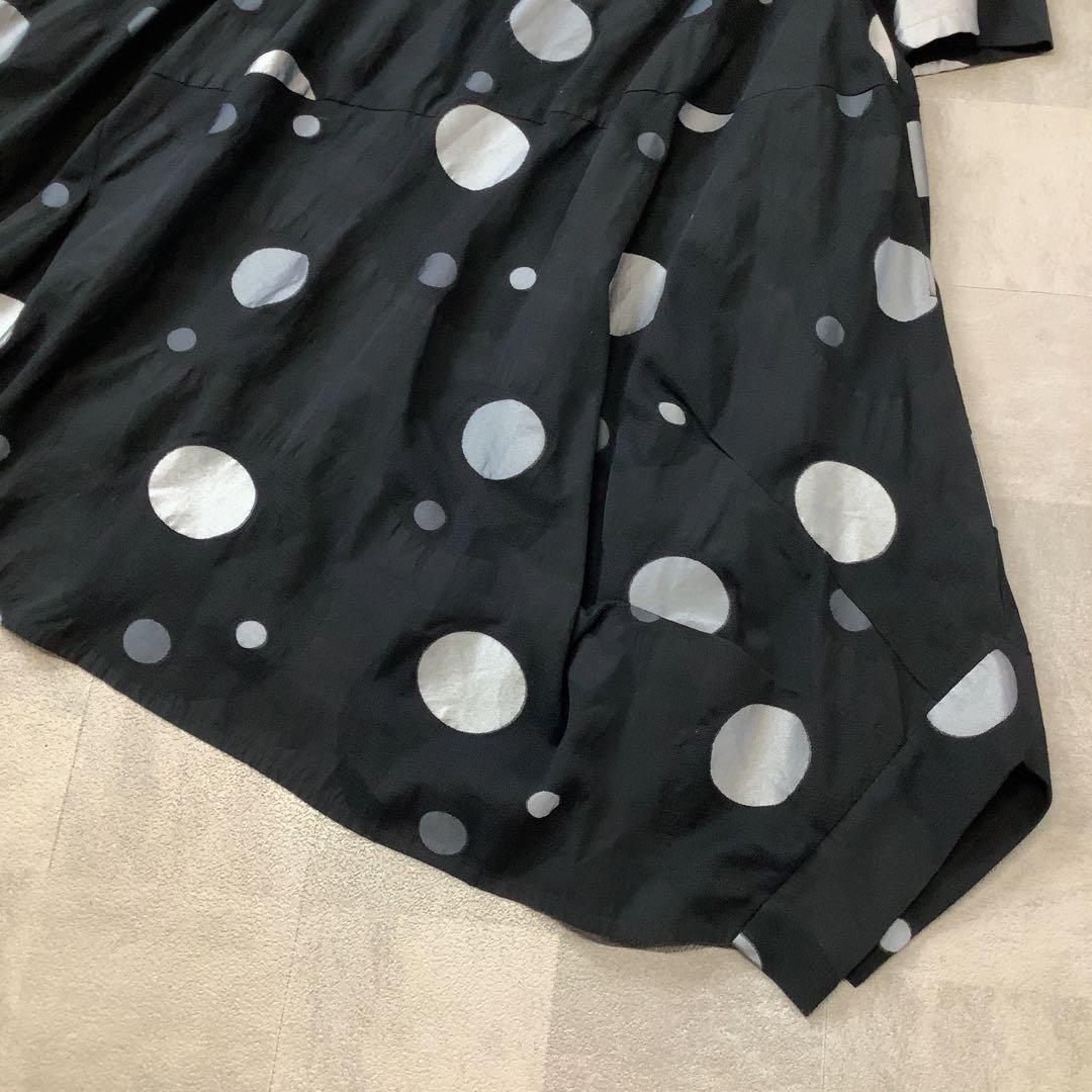 美品 慈雨 センソユニコ ランダムドット アシンメトリー デザイン ワンピース