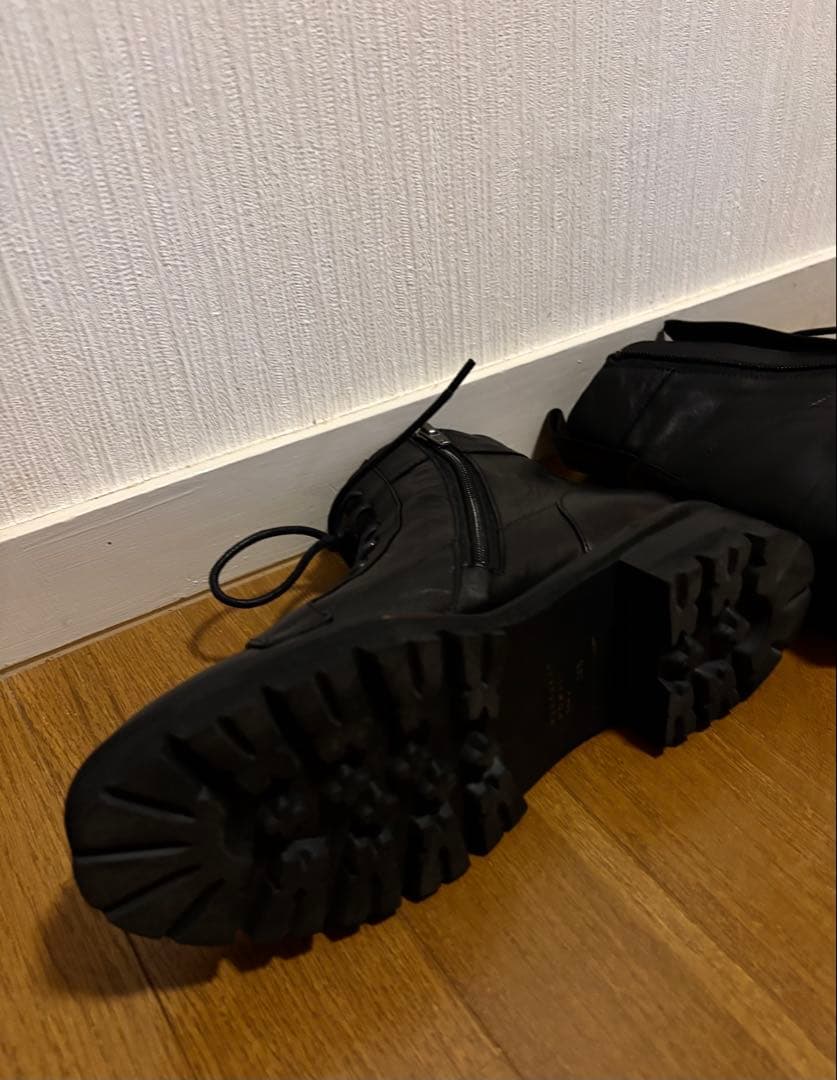 マーガレットハウエル レースアップブーツ サイドジップ 黒 24.5