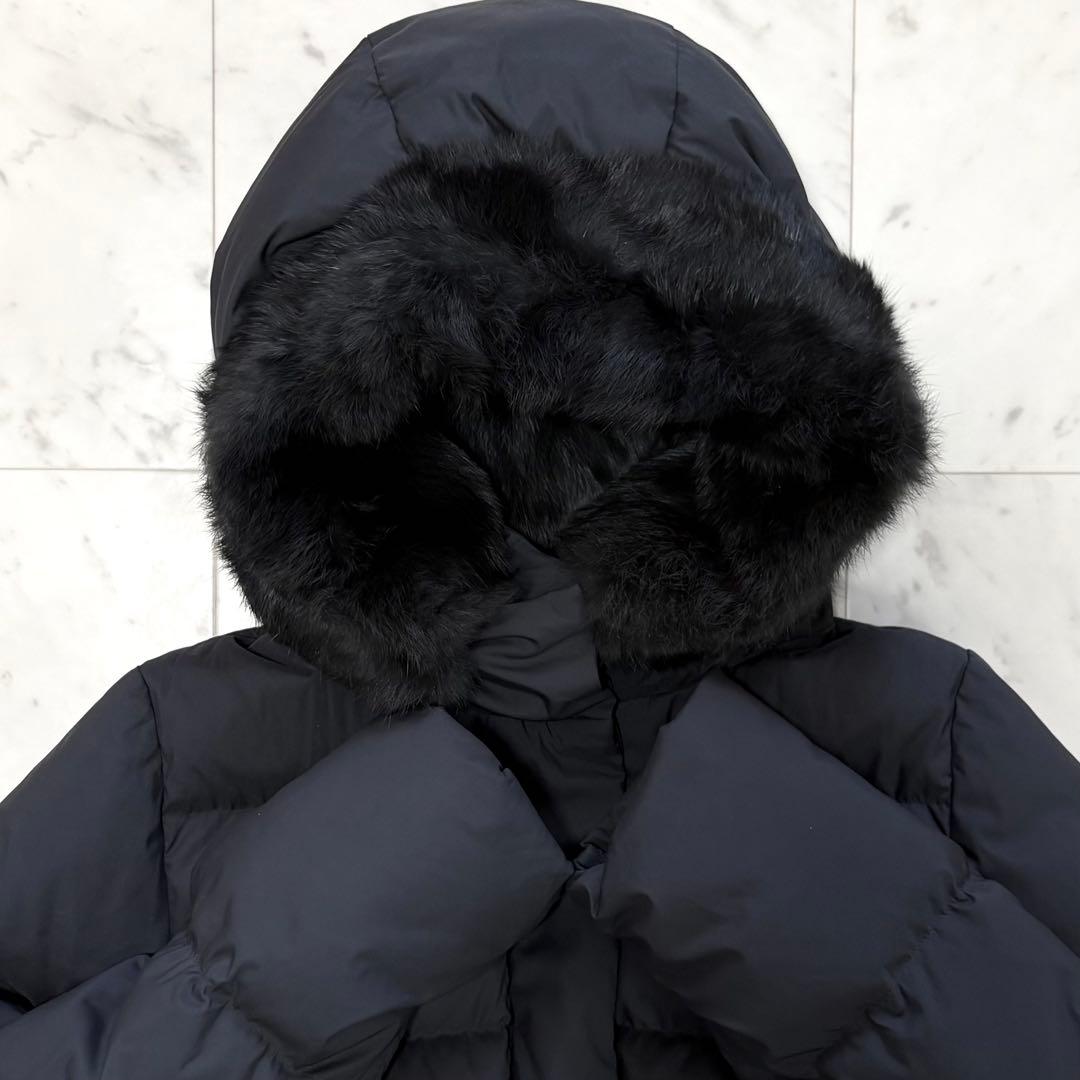 美品✨アーバンリサーチ　ラビットフードストレッチショートダウン　ブラック　人気