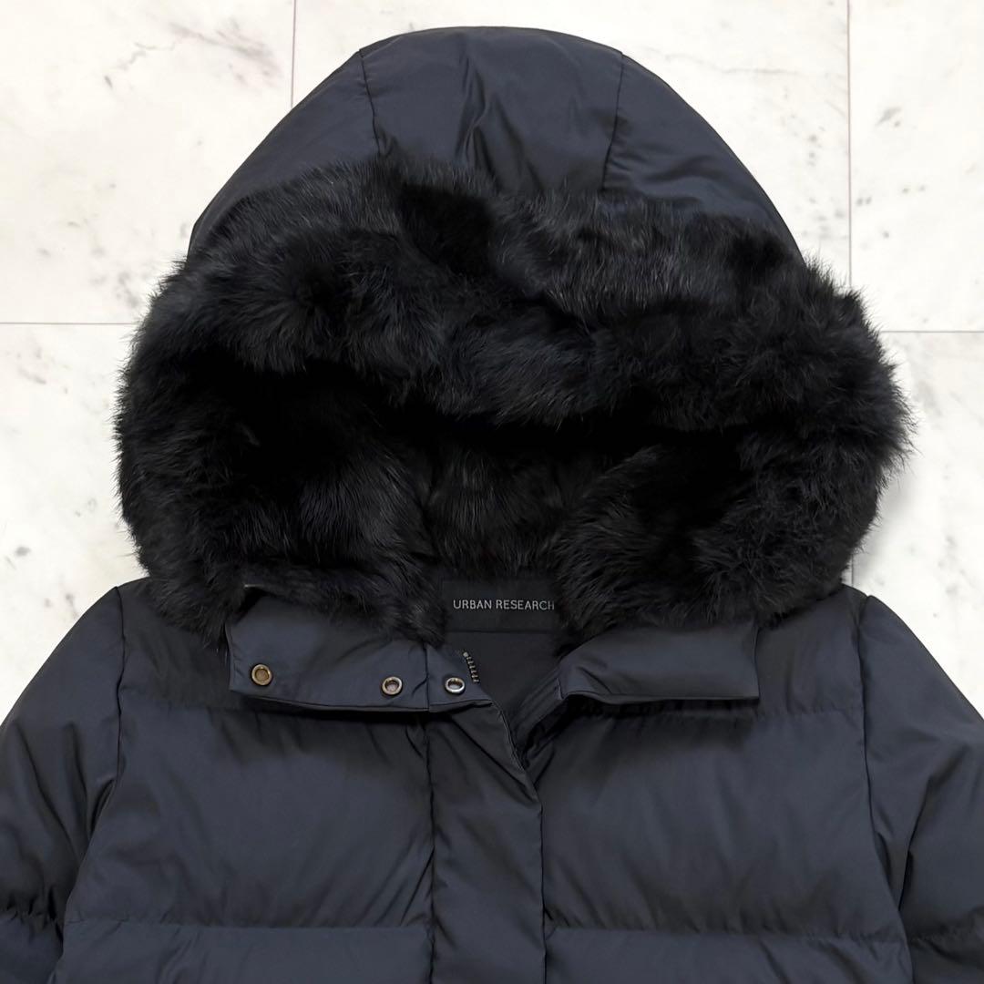 美品✨アーバンリサーチ　ラビットフードストレッチショートダウン　ブラック　人気