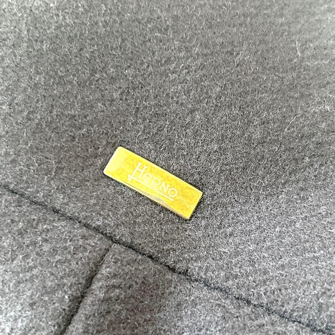 美品 ヘルノ HERNO ウール切替 ドッキング中綿コート ネイビー 42 紺