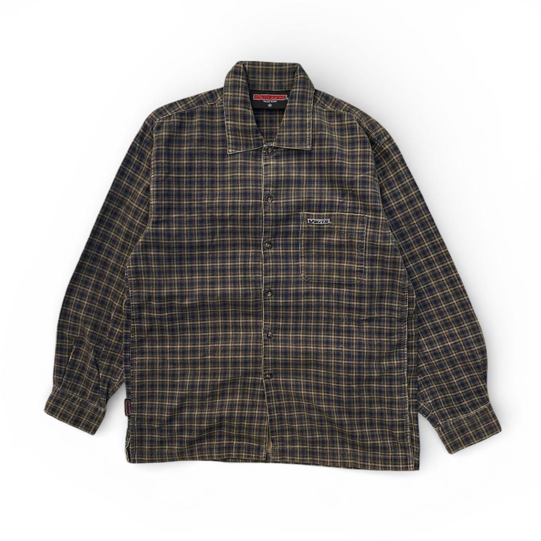 90s VANS バンズ コーデュロイシャツ チェック ブラウン M