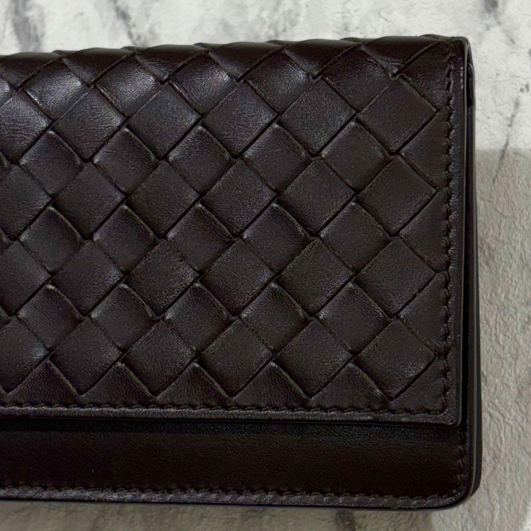 【美品】 ボッテガヴェネタ ケース イントレチャート ダークブラウン