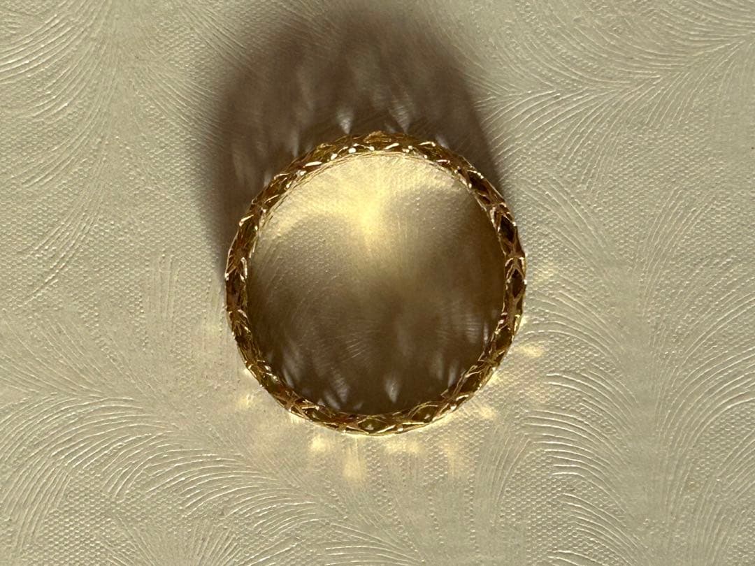 K18リング平打 透かし柄 17号ゴールド