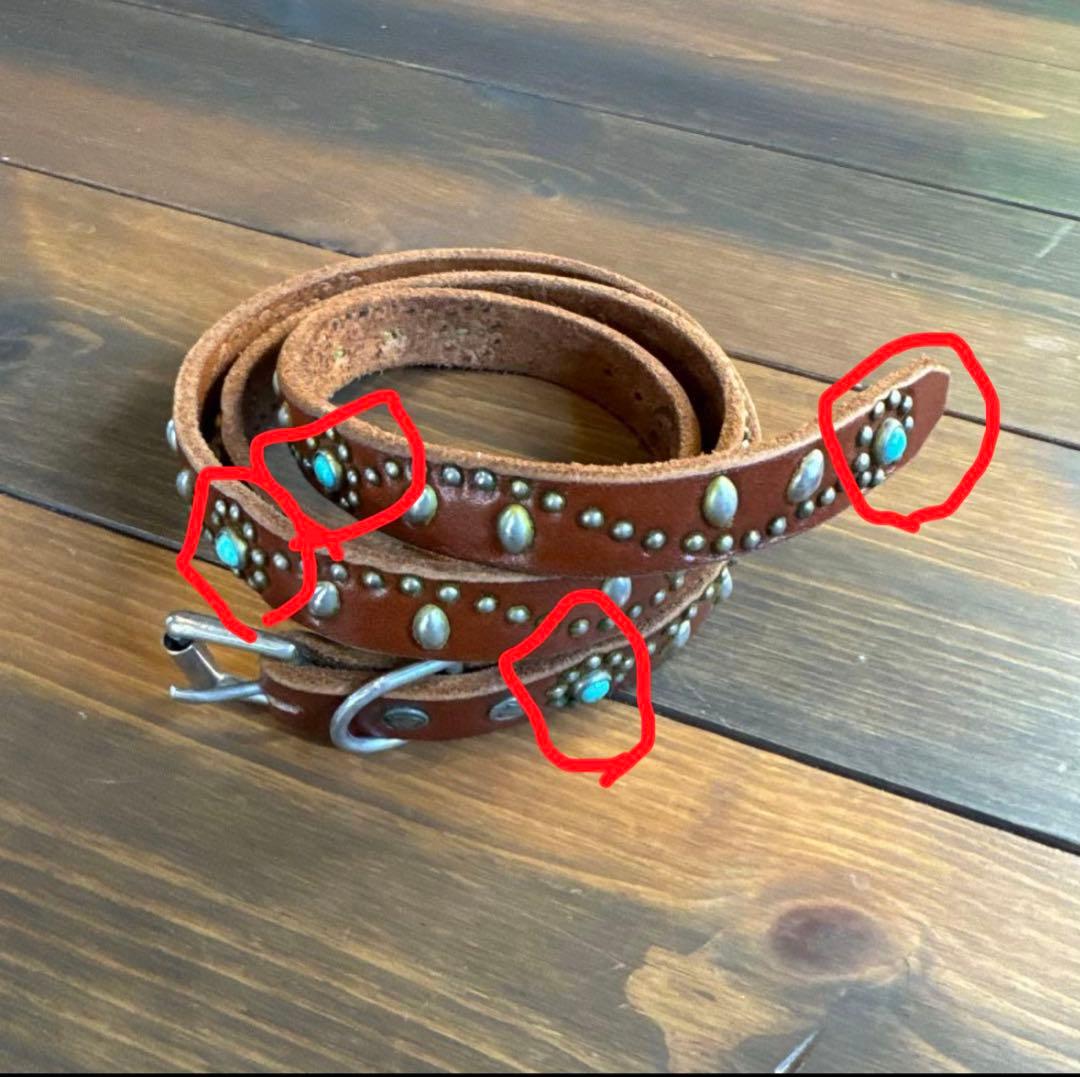 HTCベルト 0.75inch幅　ブラウン×ターコイズ　34インチ 美中古