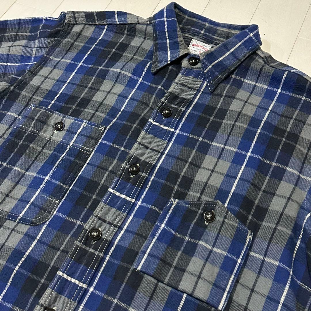 ウエアハウス 山ポケ ガチャポケ マチ付き フランネルシャツ ワークシャツ L