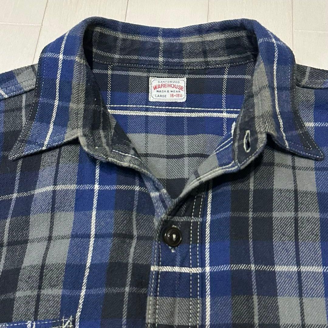 ウエアハウス 山ポケ ガチャポケ マチ付き フランネルシャツ ワークシャツ L