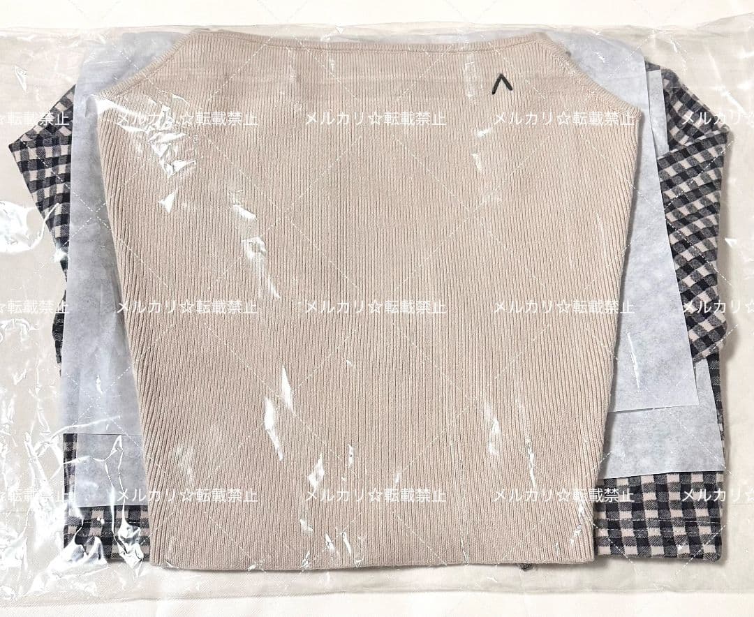 andmary Ava gingham check tops navy 正規品