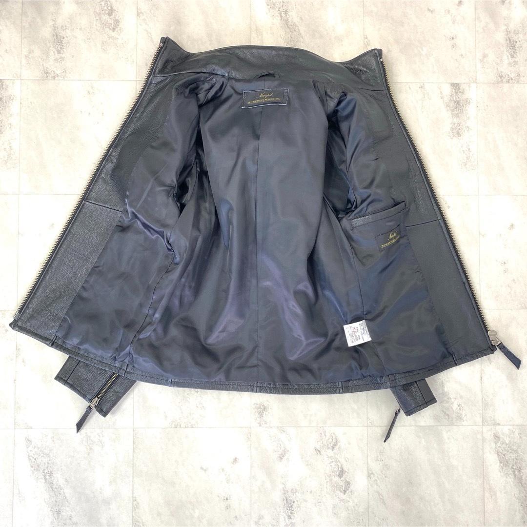 【大人気】ブラック シングルライダース レザージャケット 牛革 黒 メンズ