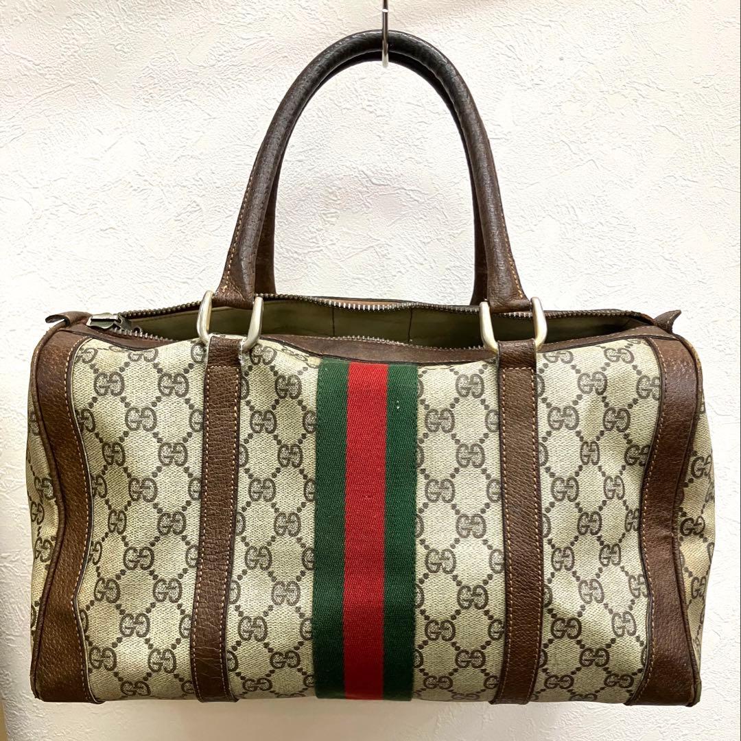 GUCCI グッチ　ボストンバッグ GG柄　シェリーライン