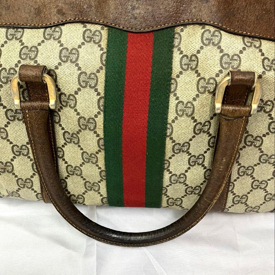 GUCCI グッチ　ボストンバッグ GG柄　シェリーライン