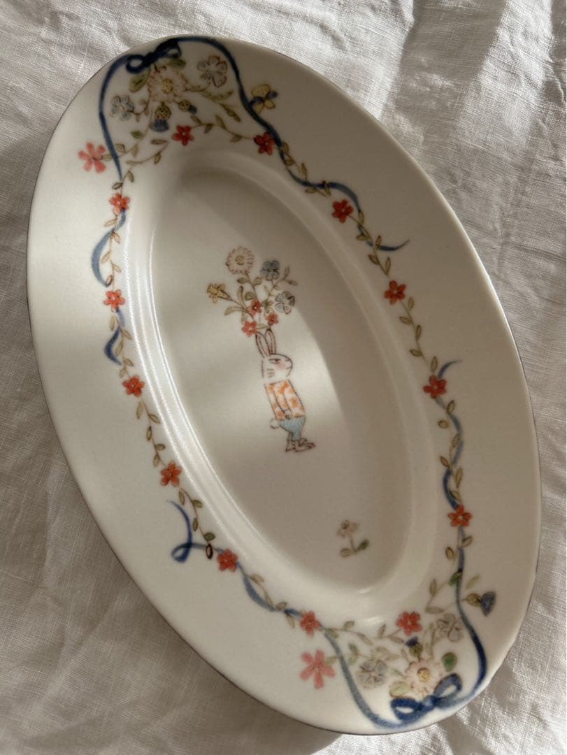 新品未使用❀　中川洋子　オーバルプレート　絵付け皿　陶芸作家　益子焼　お皿　音屋