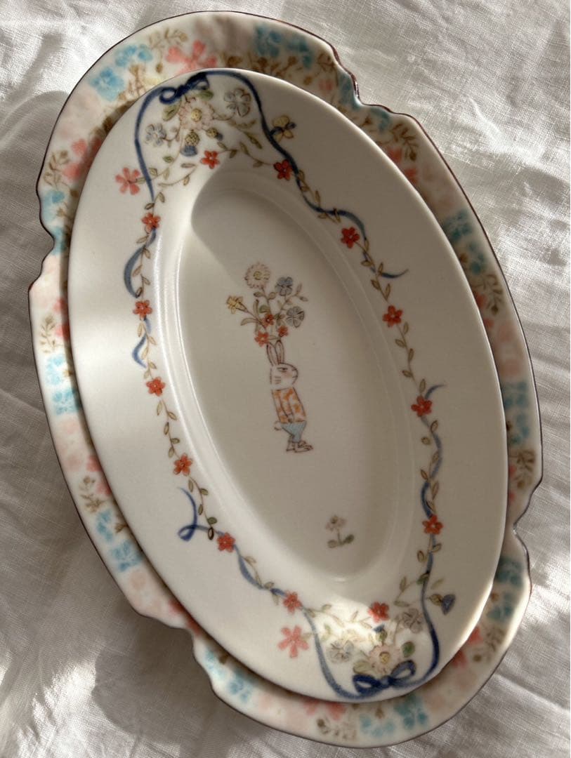 新品未使用❀　中川洋子　オーバルプレート　絵付け皿　陶芸作家　益子焼　お皿　音屋