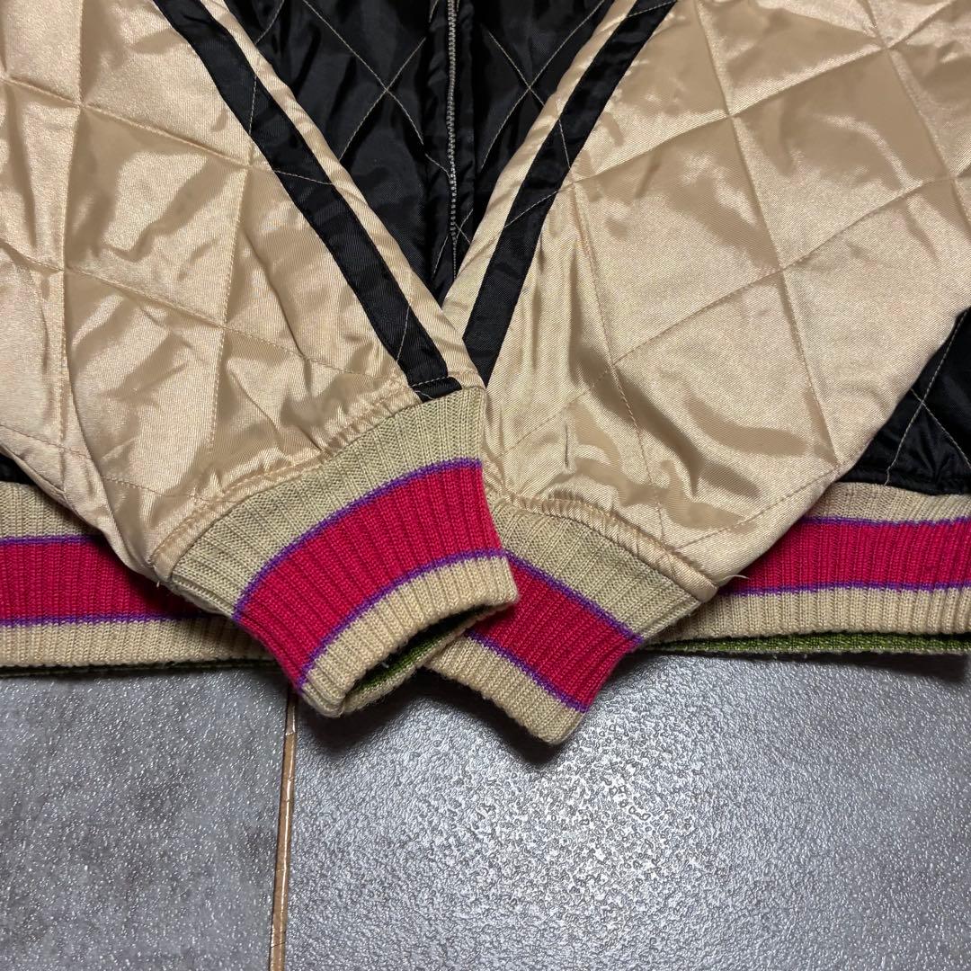 キャブクロージング　スカジャン　リバーシブル　ブラック　キルティング　オレンジ