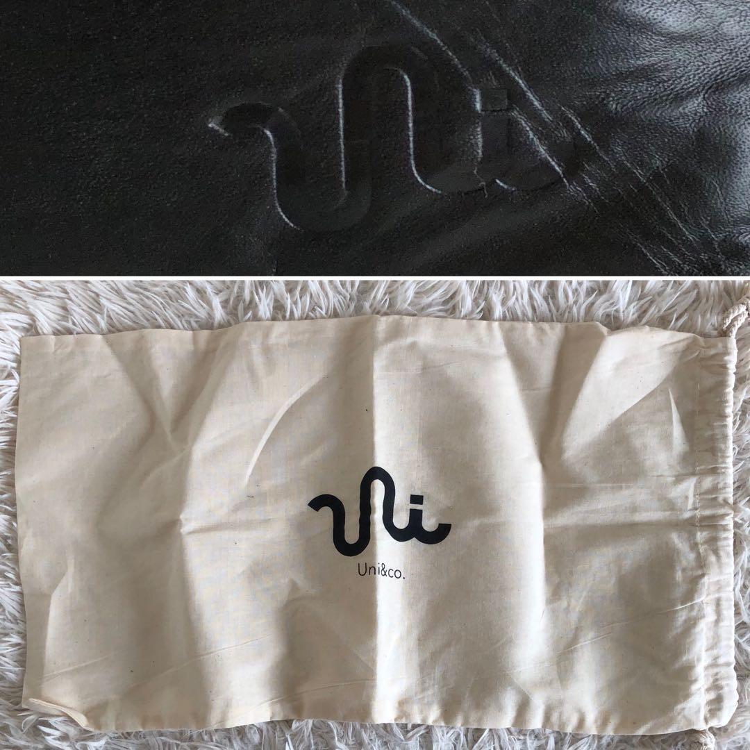 【美品 オールレザー本革】ユニアンドコー　ショルダーバッグ　メッセンジャー　黒