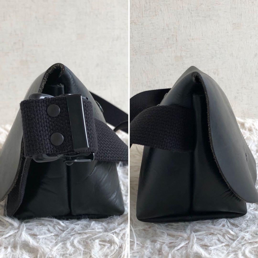 【美品 オールレザー本革】ユニアンドコー　ショルダーバッグ　メッセンジャー　黒