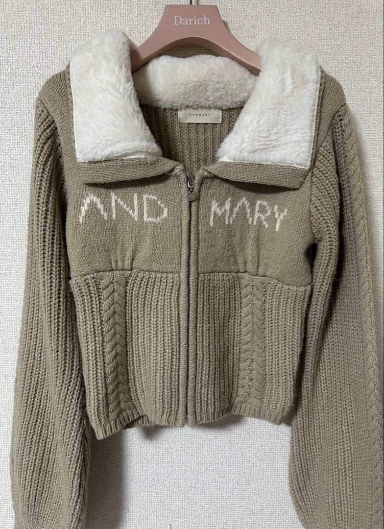 美品★ andmary Mary logo zip tops ベージュ