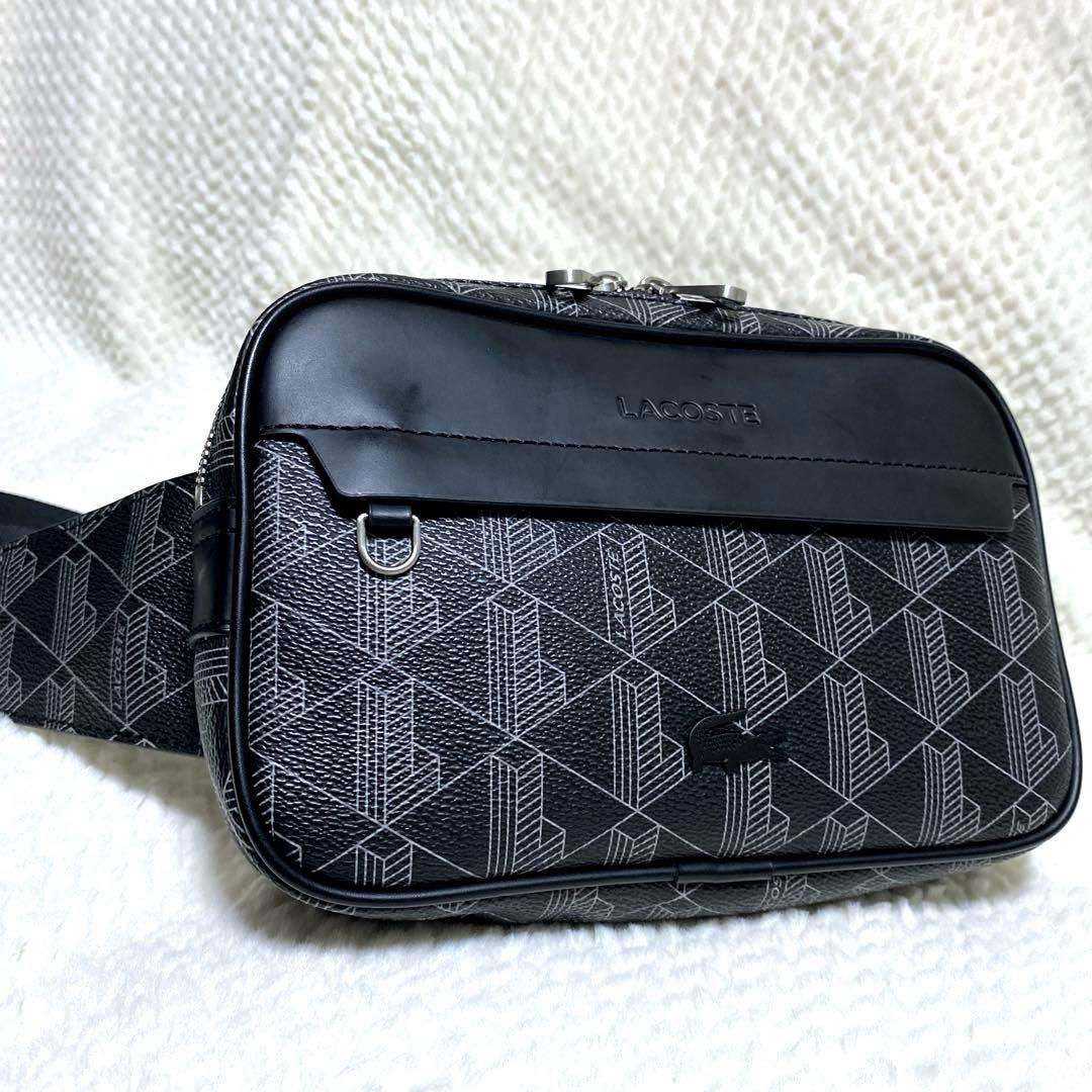 極美品】LACOSTE ラコステ モノグラム総柄 ボディバッグ ショルダーバッグ