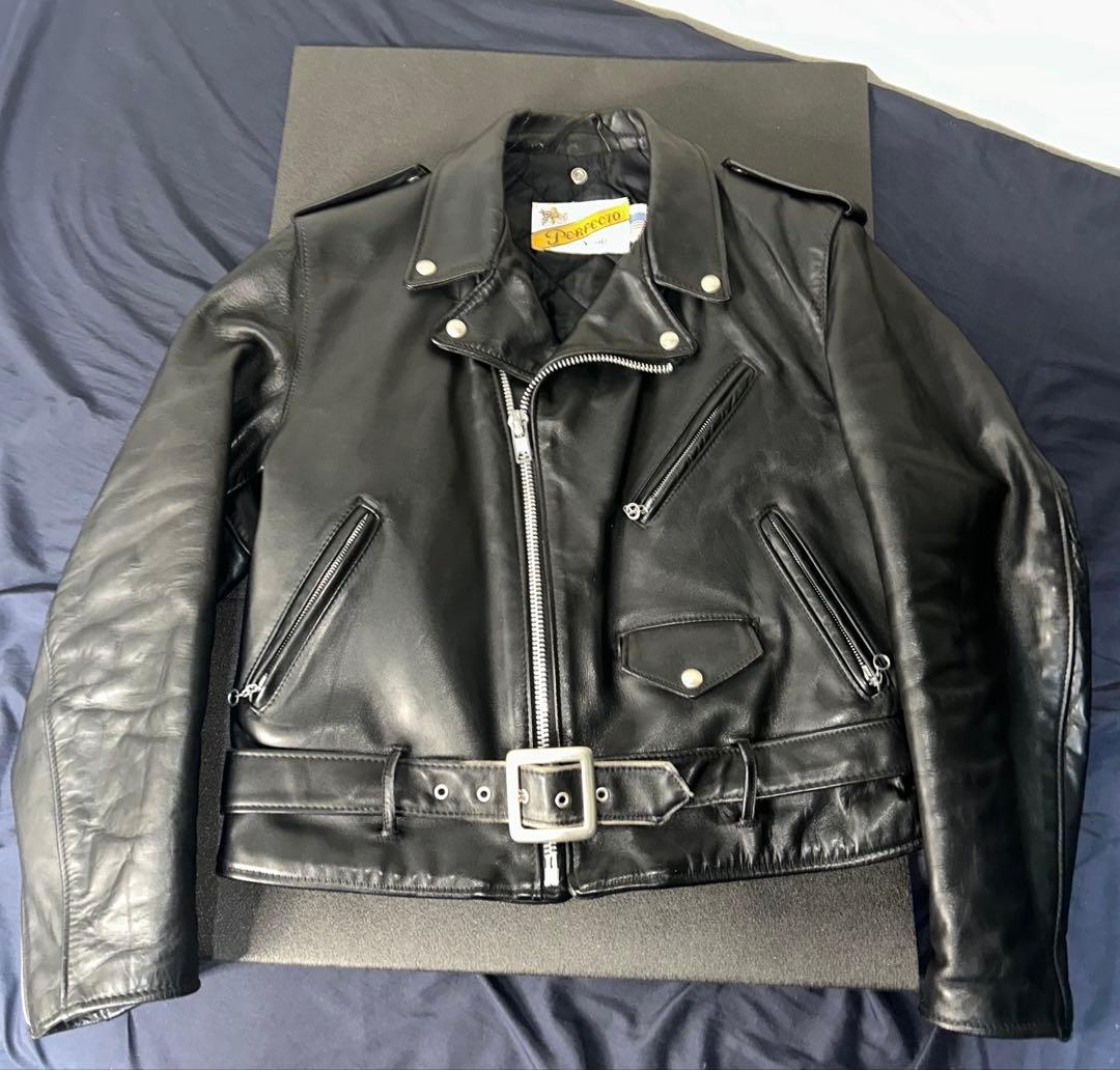 Schott ライダースジャケット　ダブル　本革　618 黒　42