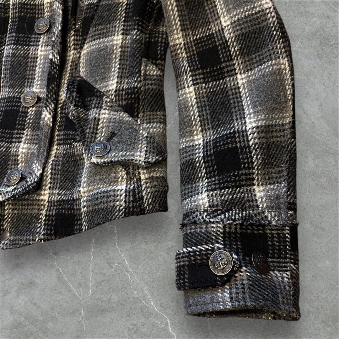 PPFM ジャケット　ダブルブレスジャケット　y2k ナポレオン　チェック柄