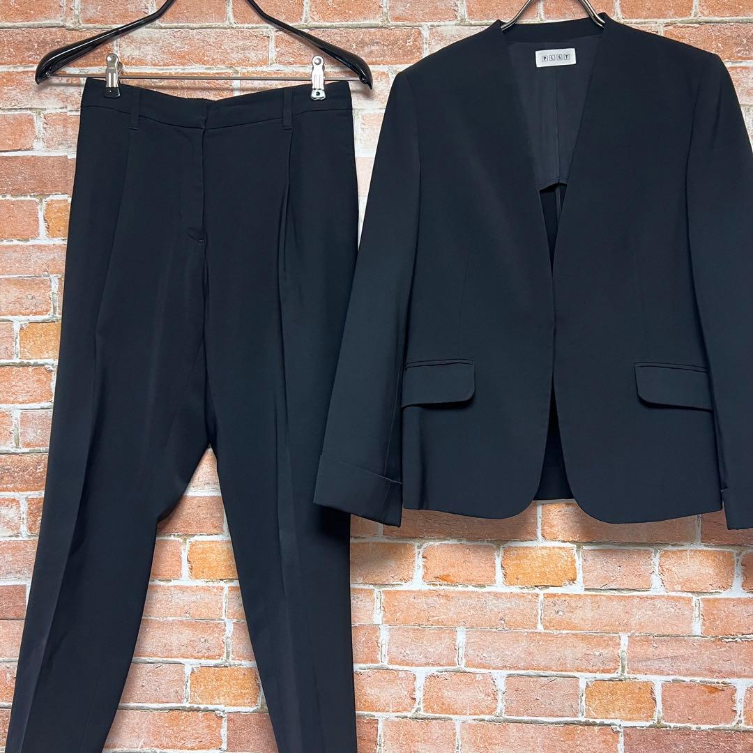 プラステ　ソウモウライク2wayストレッチスーツセットアップ　ノーカラー　洗える