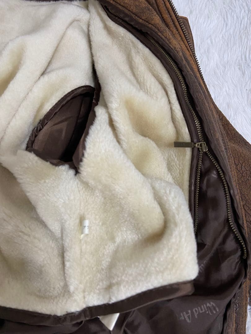 Wind Armor ラムレザー フライトジャケット ブラウン 短丈　S