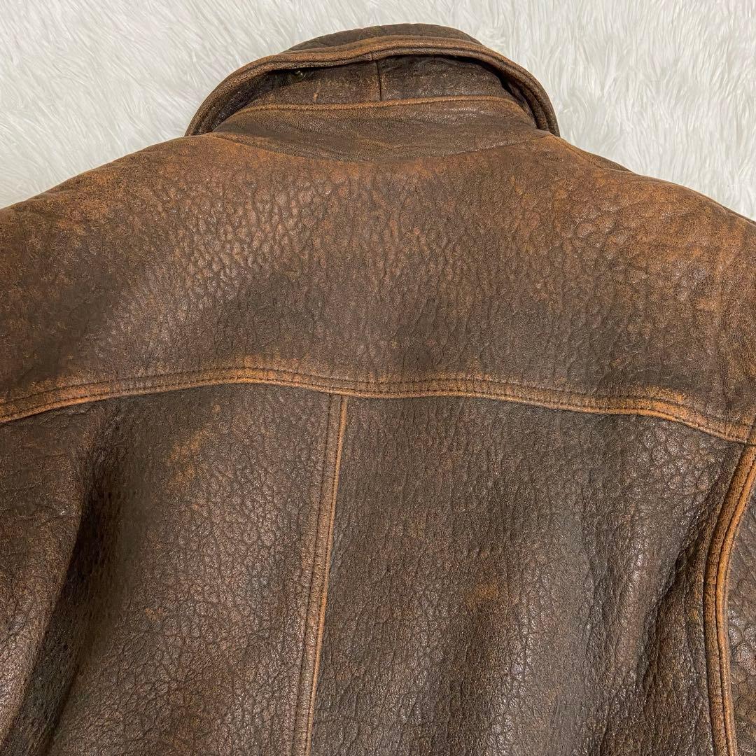 Wind Armor ラムレザー フライトジャケット ブラウン 短丈　S