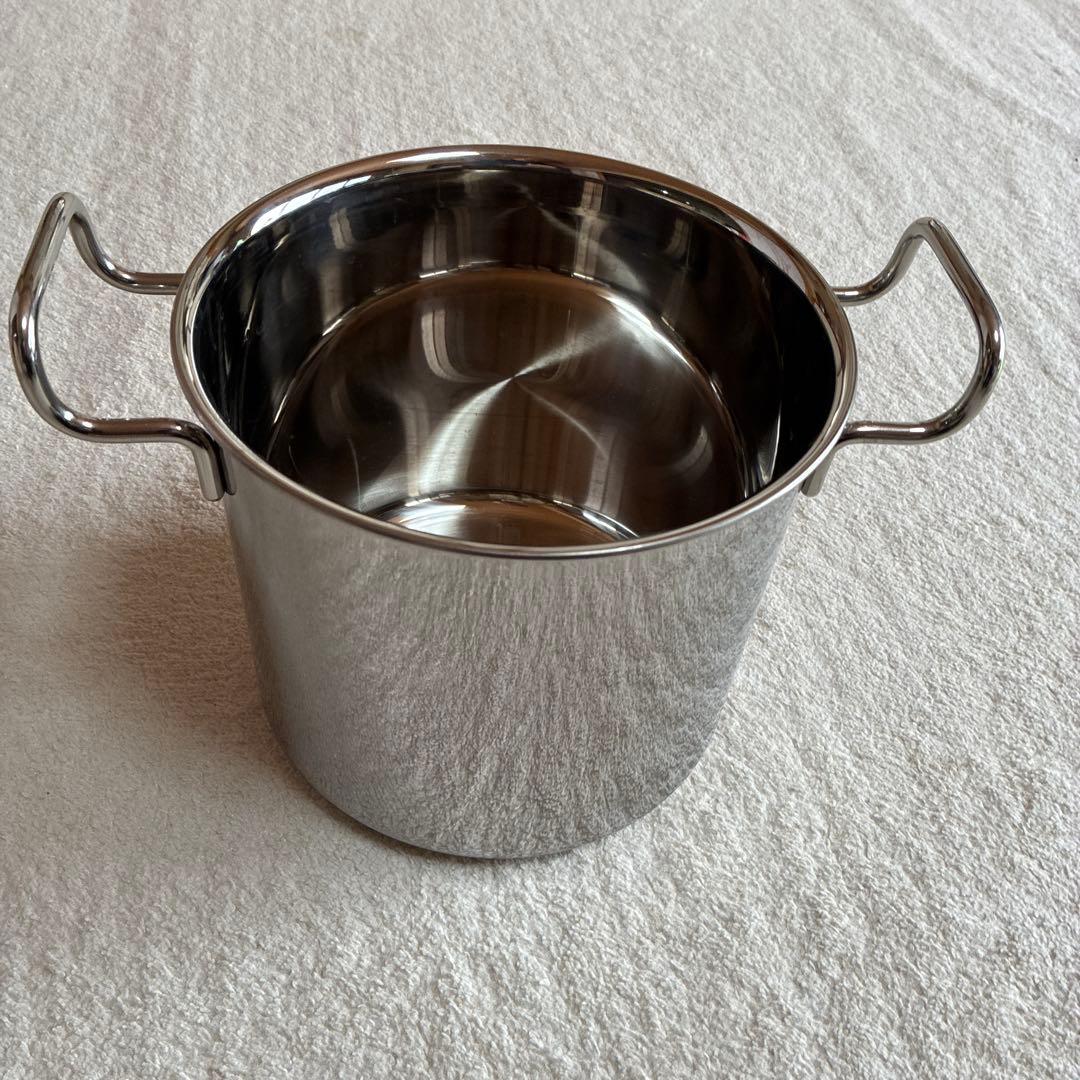 ム*リ様 IH対応ステン製 寸胴鍋 両側ハンドル付き ザル付き 鍋深さ20cm直